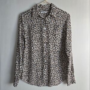 EQUIPMENT FEMMEBRETT 100% SILK LEOPARDPRINT SHIRT SIZE XS